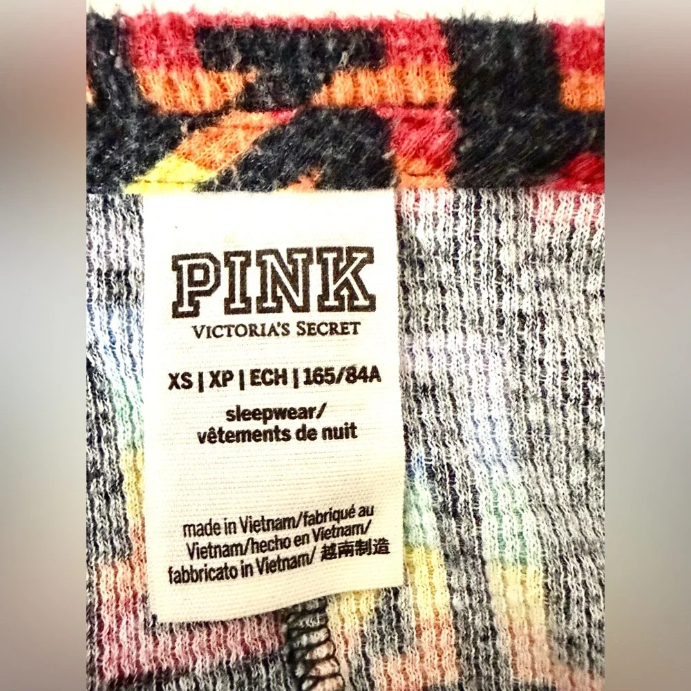 PINK Victoria’s Secret Rainbow Graphic Long Jane Thermal Onesie Pajamas Size XS